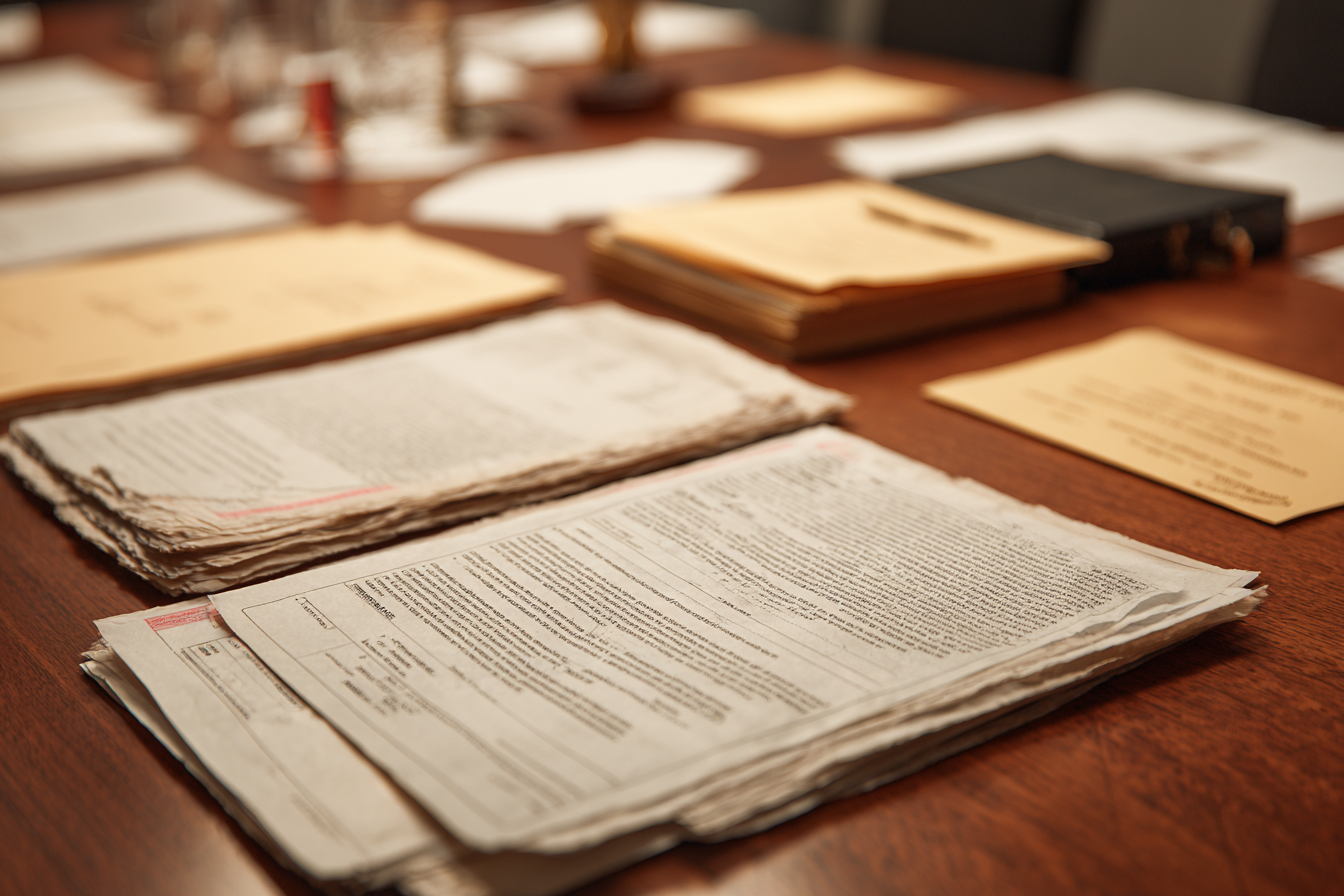 Close-up of legal notes and custody schedule drafts